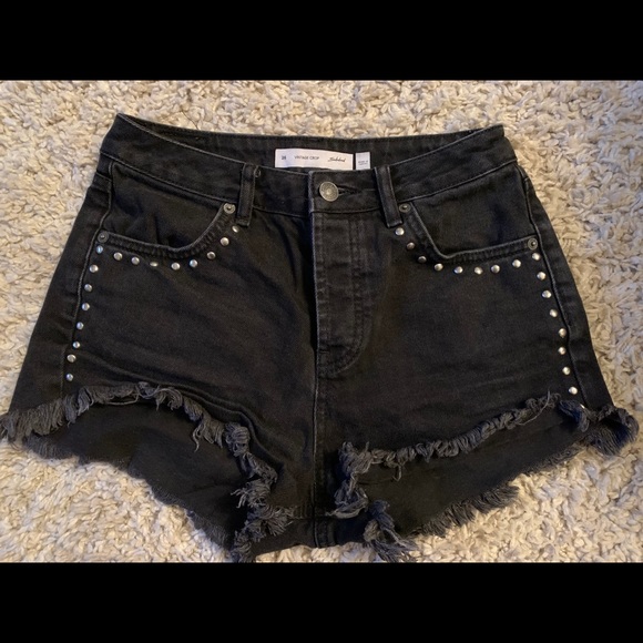 SUBDUED vintage crop black denim shorts with studs - Picture 2 of 5